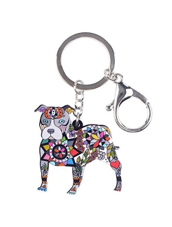 Pit Bull Dog Key Chain Keyring for Women Gifts Purse Handbag Charm Jewelry