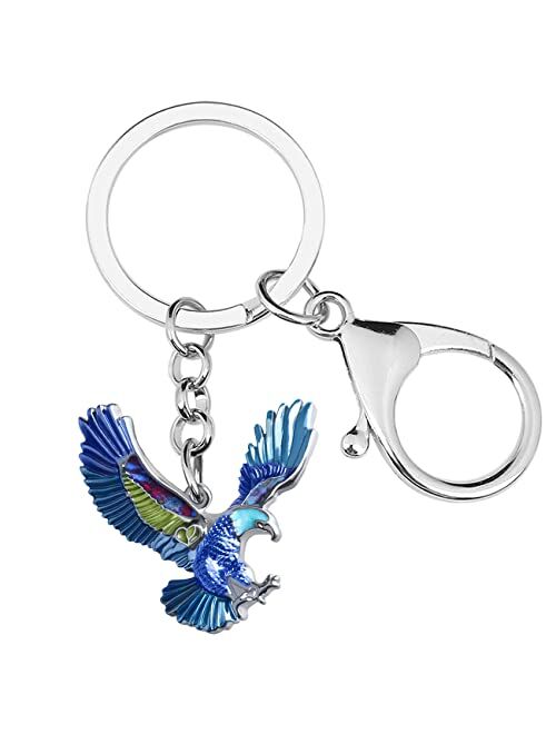 BONSNY Enamel Alloy Eagle Keychains For Women Girls Car Purse Handbag Novelty Charms GIfts