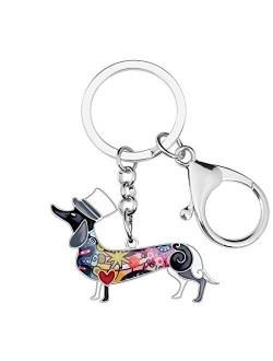 Enamel Metal Dachshund Dog Key Chains For Women Girl Car Purse bag Rings Charms Pets Gift