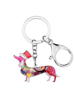 Enamel Metal Dachshund Dog Key Chains For Women Girl Car Purse bag Rings Charms Pets Gift