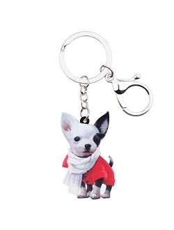 Acrylic Chihuahua Dog Keychains Key Ring Car Purse Bags Pets Lover Charms Gifts