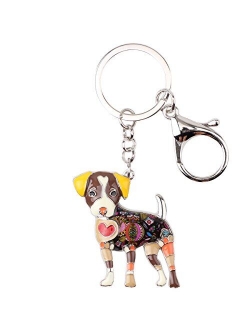 Enamel Alloy Jack Russell Dog Key Chains For Women Gifts Car Purse Handbag Charms Jewelry