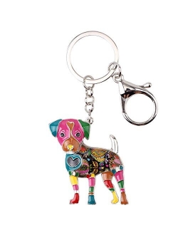 Enamel Alloy Jack Russell Dog Key Chains For Women Gifts Car Purse Handbag Charms Jewelry