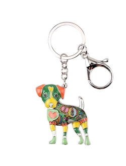 Enamel Alloy Jack Russell Dog Key Chains For Women Gifts Car Purse Handbag Charms Jewelry