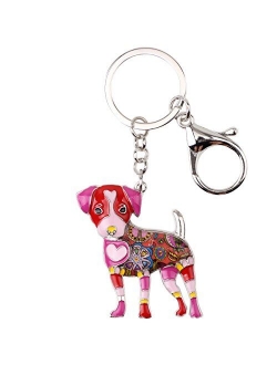 Enamel Alloy Jack Russell Dog Key Chains For Women Gifts Car Purse Handbag Charms Jewelry