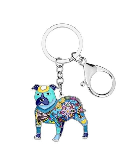 Enamel Metal American Pit Bull Terrier Dog Keychains Key Car Purse Bags PETS Charms Gifts