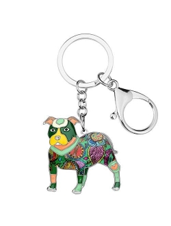 Enamel Metal American Pit Bull Terrier Dog Keychains Key Car Purse Bags PETS Charms Gifts