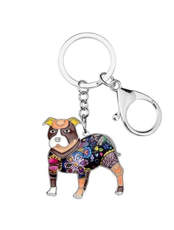 Enamel Metal American Pit Bull Terrier Dog Keychains Key Car Purse Bags PETS Charms Gifts