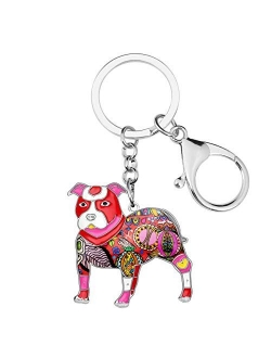 Enamel Metal American Pit Bull Terrier Dog Keychains Key Car Purse Bags PETS Charms Gifts