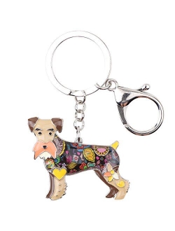 Enamel Alloy Heart Lover Schnauzer Dog Key Chains For Women Car Charms Gift