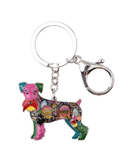 Enamel Alloy Heart Lover Schnauzer Dog Key Chains For Women Car Charms Gift