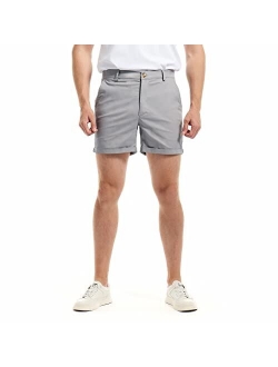 AIMPACT Mens Chino Shorts Slim-fit 5.5" inch inseam Flat Front Stretch Casual Short Shorts