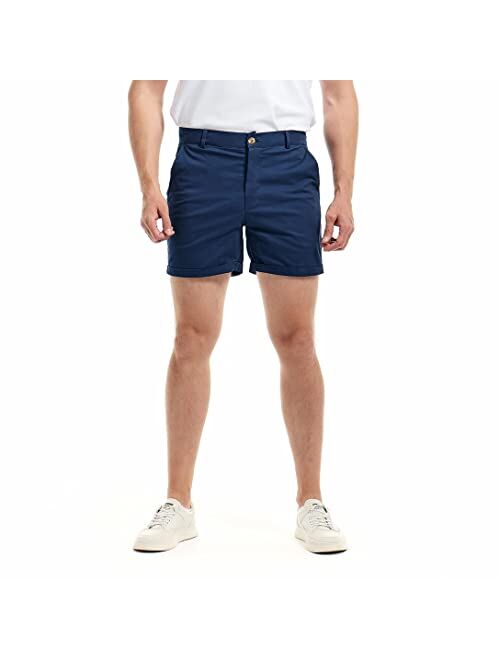 AIMPACT Mens Chino Shorts Slim-fit 5.5" inch inseam Flat Front Stretch Casual Short Shorts