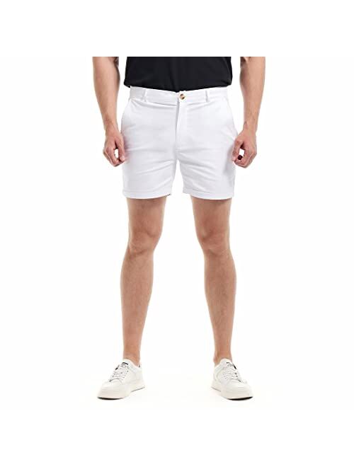 AIMPACT Mens Chino Shorts Slim-fit 5.5" inch inseam Flat Front Stretch Casual Short Shorts