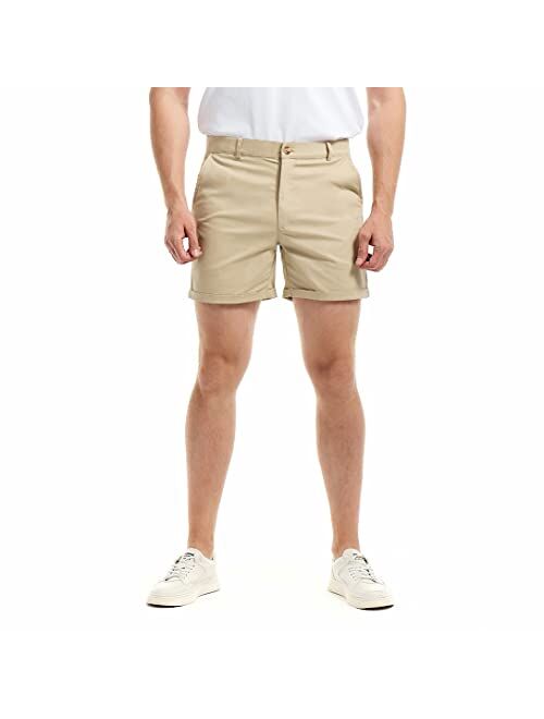 AIMPACT Mens Chino Shorts Slim-fit 5.5" inch inseam Flat Front Stretch Casual Short Shorts