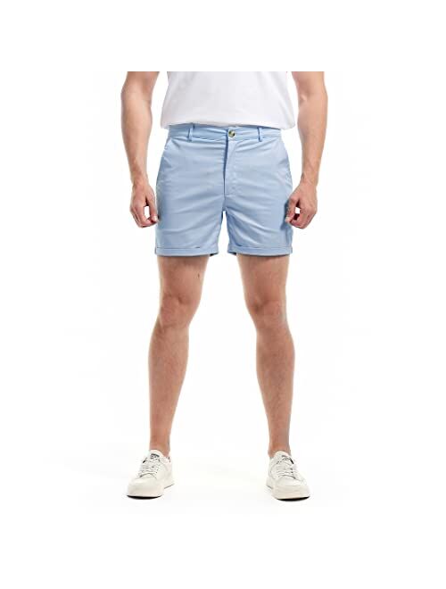 AIMPACT Mens Chino Shorts Slim-fit 5.5" inch inseam Flat Front Stretch Casual Short Shorts