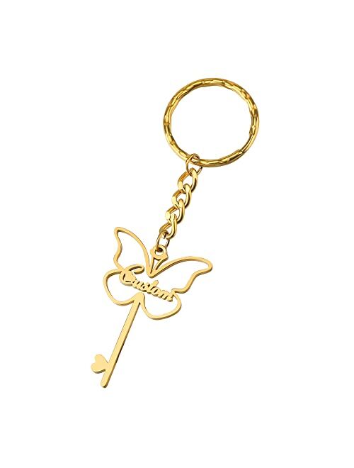 Aeasyg Butterfly Keychain Custom Text Ornament Unisex Accessory Personalized Key Ring Exquisite Featured Accessories for Backpack Desk Unique Gifts for Women