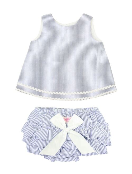 RuffleButts Baby Girl Short Sleeve Swing Top and Ruffle Bloomer Set