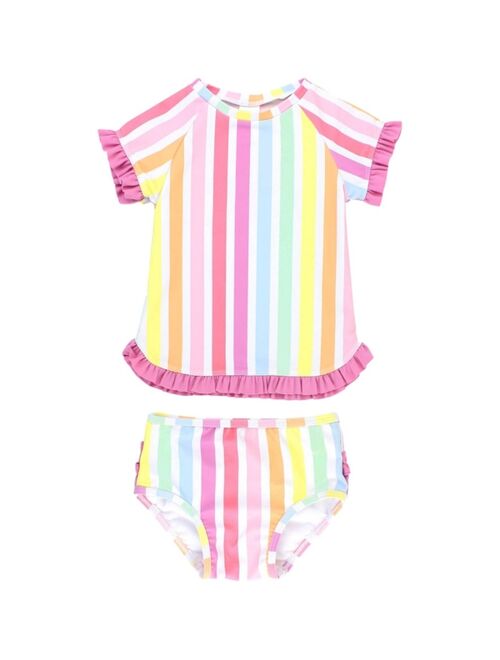 RuffleButts Baby Girls Rash Guard Swimsuit, 2-Piece Set