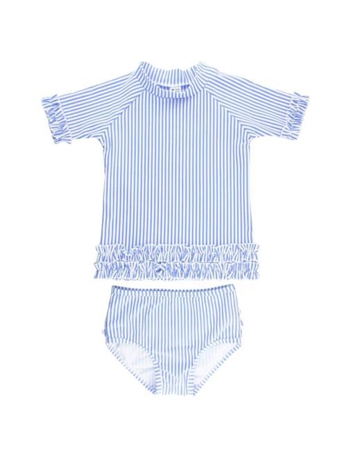 RuffleButts Baby Girls Rash Guard Swimsuit, 2-Piece Set