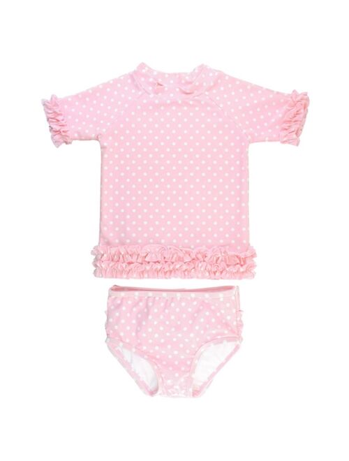 RuffleButts Baby Girls Rash Guard Swimsuit, 2-Piece Set