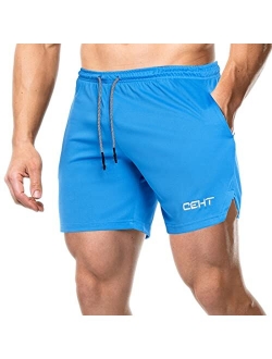 Wangdo Men's 5" inch inseam Workout Shorts Mesh Shorts Athletic Gym Running Training Bodybuilding Jogger Shorts for Men with Pockets