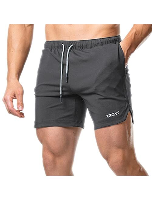 Wangdo Men's 5" inch inseam Workout Shorts Mesh Shorts Athletic Gym Running Training Bodybuilding Jogger Shorts for Men with Pockets