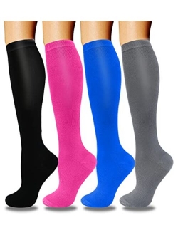 Aoliks 4 Pairs Compression Socks - Compression Socks for Women & Men Circulation - Best Support for Nurses, Running, Athletic