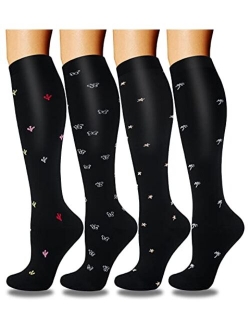 Aoliks 4 Pairs Compression Socks - Compression Socks for Women & Men Circulation - Best Support for Nurses, Running, Athletic