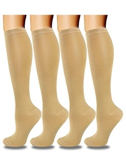 Aoliks 4 Pairs Compression Socks - Compression Socks for Women & Men Circulation - Best Support for Nurses, Running, Athletic