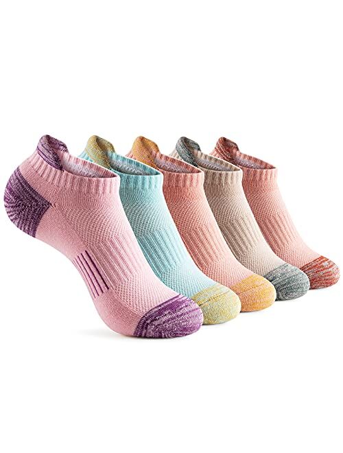 Gonii Ankle Socks Womens Running Athletic No Show Socks Cushioned 5-Pairs