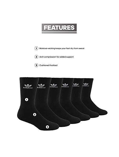 adidas Originals unisex-adult Trefoil Crew Socks (6-pair)