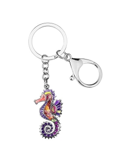 Enamel Alloy Floral Ocean Animals Hippocampus Keychains Key Car Purse Bags Charms