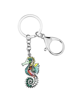 Enamel Alloy Floral Ocean Animals Hippocampus Keychains Key Car Purse Bags Charms