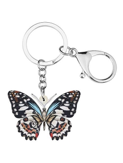 DOWAY Acrylic Colorful Floral Morpho Butterfly Keychain Charm Insect Key Ring for Women Girls Handbags Purses Belt Decor