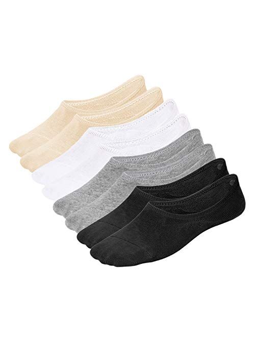 Whisper Deer No Show Liner Socks Women - (Size 4-15) Low Cut Invisible Cotton Sneaker Socks with Non Slip Grip (3/6/8 packs)