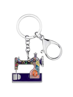 Enamel Metal Novelty Sewing Machine Key Chains For Women Girl Gift Car Purse bag Rings Charms