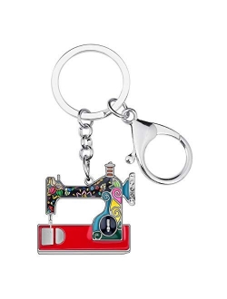 Enamel Metal Novelty Sewing Machine Key Chains For Women Girl Gift Car Purse bag Rings Charms