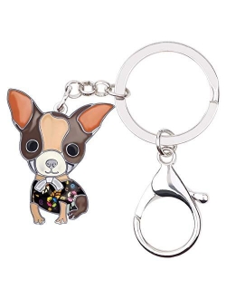 Enamel Alloy Chain Chihuahua Key Chains For Women Jewelry Car Purse Handbag Charms