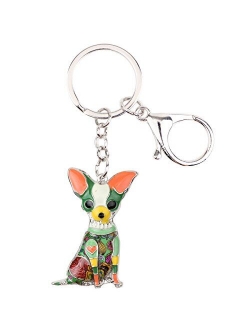 Enamel Alloy Chain Chihuahua Key Chains For Women Jewelry Car Purse Handbag Charms