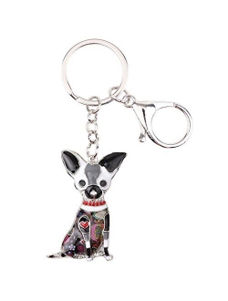 Enamel Alloy Chain Chihuahua Key Chains For Women Jewelry Car Purse Handbag Charms