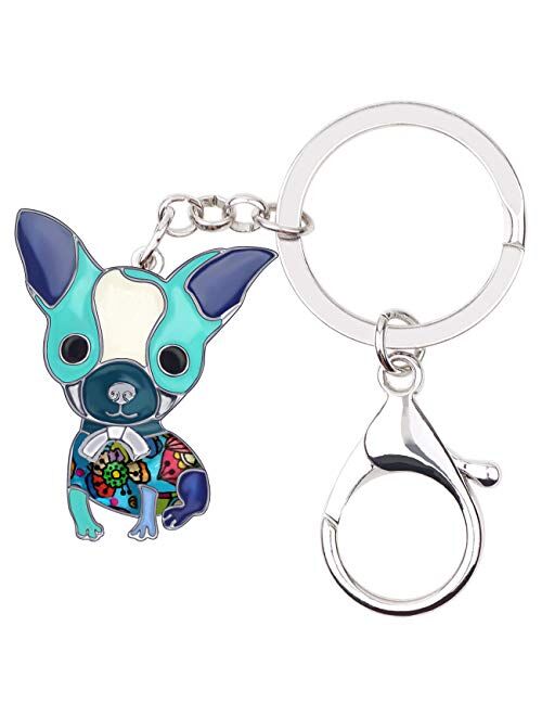 Bonsny Enamel Alloy Chain Chihuahua Key Chains For Women Jewelry Car Purse Handbag Charms