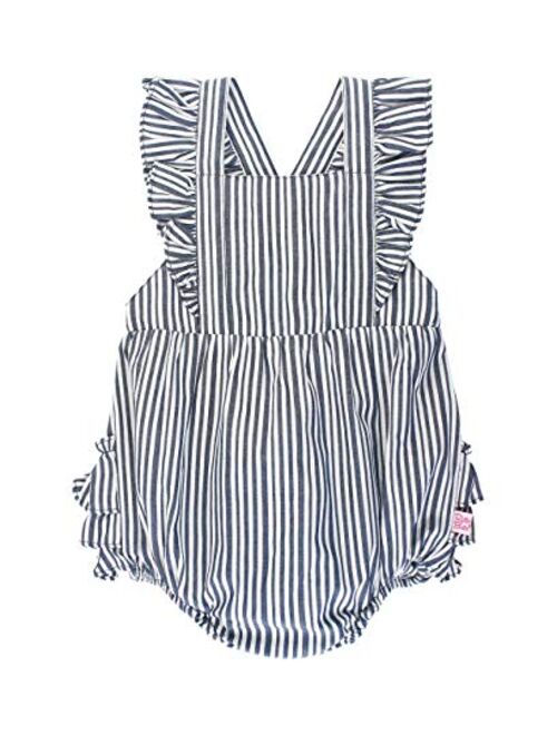 RuffleButts Baby/Toddler Girls Flutter Overall Ruffled Romper