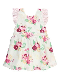 Baby/Toddler Girls Printed Pinafore Cross-Back Sun Dress