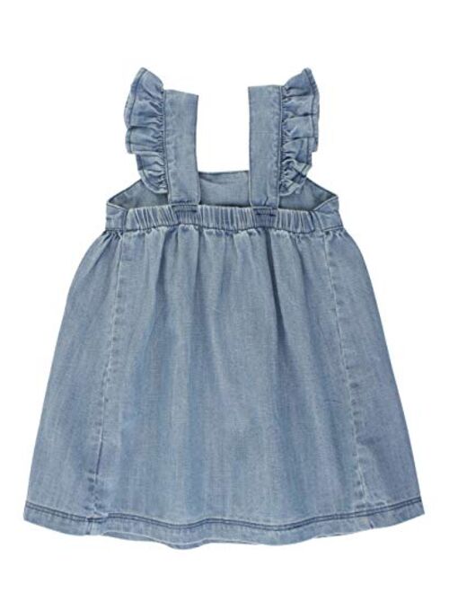 RuffleButts Baby/Toddler Girls Printed Pinafore Cross-Back Sun Dress