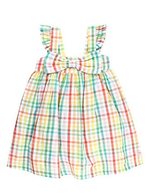 RuffleButts Baby/Toddler Girls Printed Pinafore Cross-Back Sun Dress