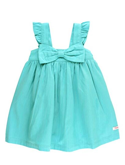 RuffleButts Baby/Toddler Girls Printed Pinafore Cross-Back Sun Dress