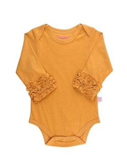 Baby/Toddler Girls Long Sleeve One Piece Layering Bodysuit with Ruffles