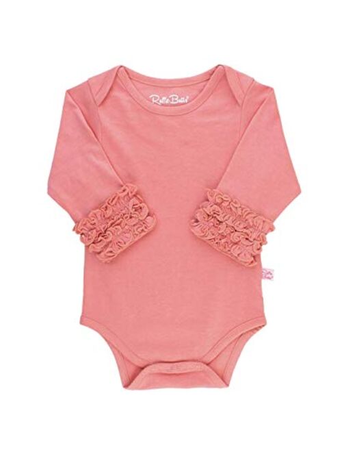 RuffleButts Baby/Toddler Girls Long Sleeve One Piece Layering Bodysuit with Ruffles