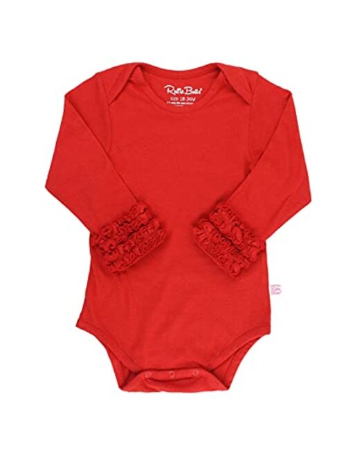 RuffleButts Baby/Toddler Girls Long Sleeve One Piece Layering Bodysuit with Ruffles